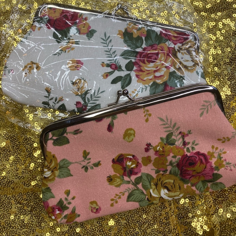 2 floral, vintage coin purses